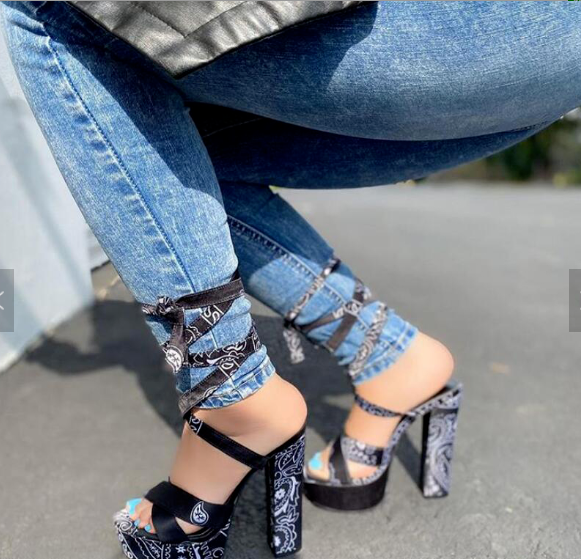 blue bandana heels